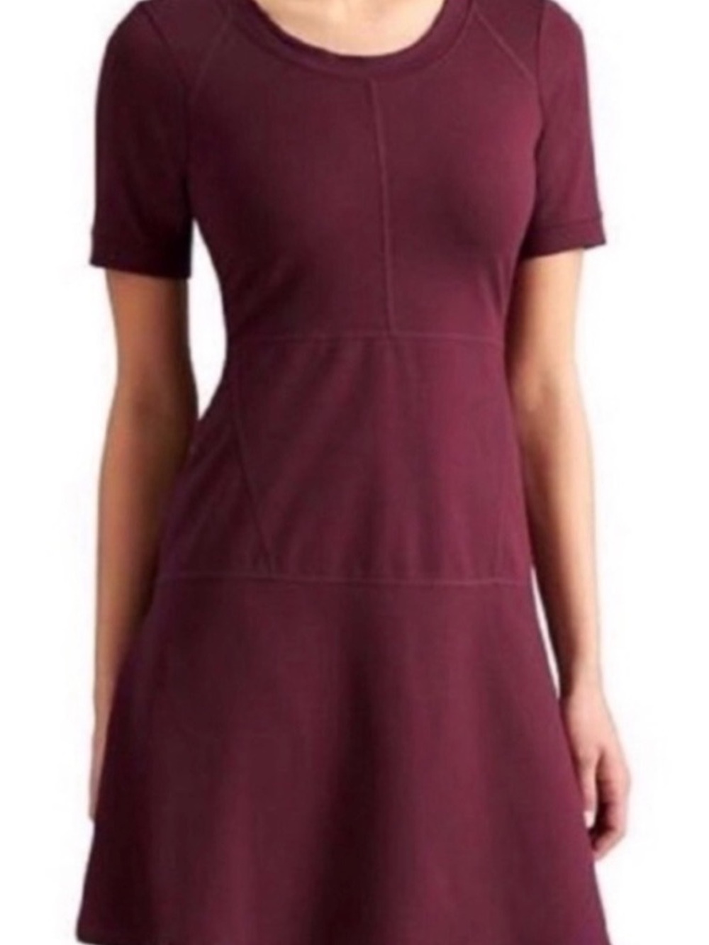 Athleta Short Sleeve A-Line Dress in Burgundy